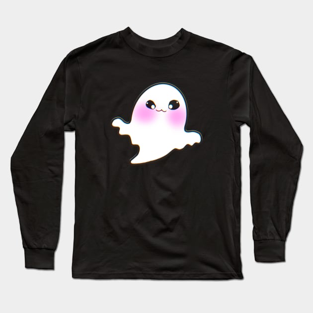 Cute Ghost Boo Sheet Long Sleeve T-Shirt by ROLLIE MC SCROLLIE